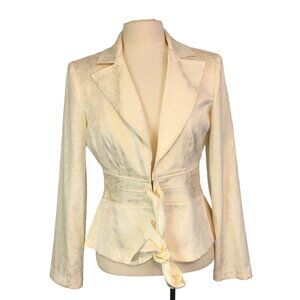 B Darlin Ivory Cream Jacquard Floral Blazer Formal Jacket, 11/12, Fitted